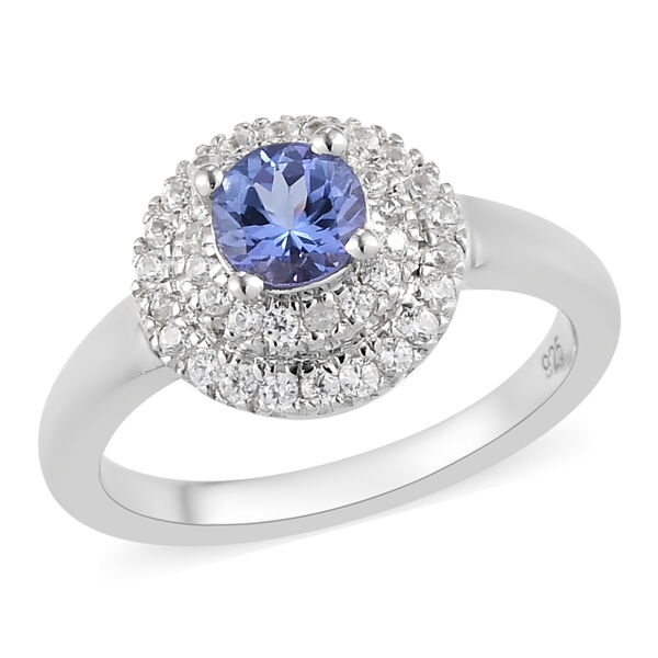 Tansanit und Zirkon-Ring, 925 Silber platiniert  ca. 0,90 ct image number 4