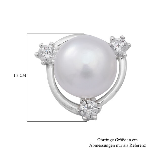 Wei&szlig;e S&uuml;&szlig;wasser Perle Ohrringe 925 Silber rhodiniert ca. 0,75 ct image number 4