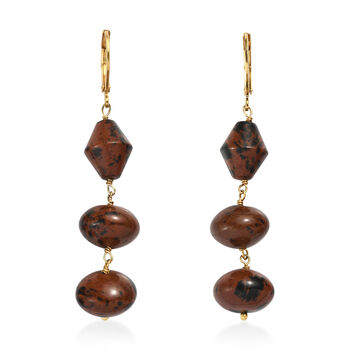 EVER TRUE Mahagoni-Jaspis Ohrringe 316L Edelstahl 750 Vergoldet ca. 40.00 ct
