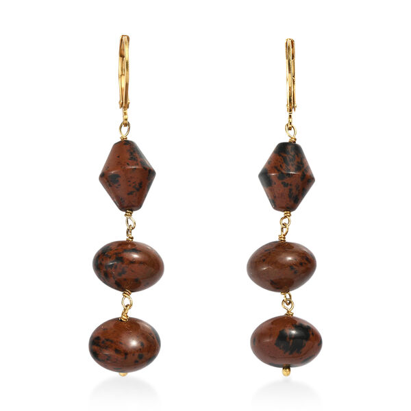 EVER TRUE Mahagoni-Jaspis Ohrringe 316L Edelstahl 750 Vergoldet ca. 40.00 ct