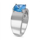 LUSTRO STELLA - Blauer Zirkonia, Weißer Zirkonia Ring, 925 Silber rhodiniert, (Größe 18.00), ca. 6.49 ct image number 3