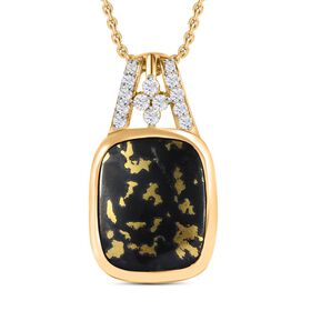 Goldenite und Zirkon Anhänger mit 45cm Kette - 8,16 ct.