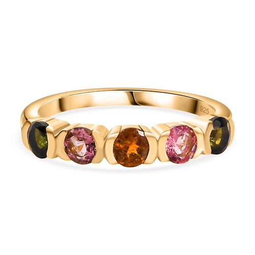 AA Mehrfarbiger-Turmalin Ring, 925 Silber, 750 Gelbgold Vermeil (Größe 19.00) ca. 0.89 ct image number 0
