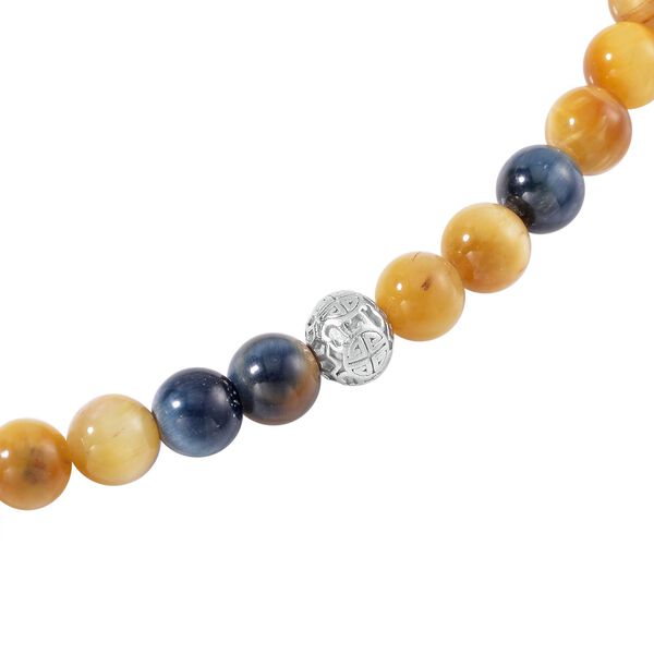 Mehrfarbige Tigerauge Halskette, ca. 45 cm 925 Silber rhodiniert ca. 185.00 ct image number 3