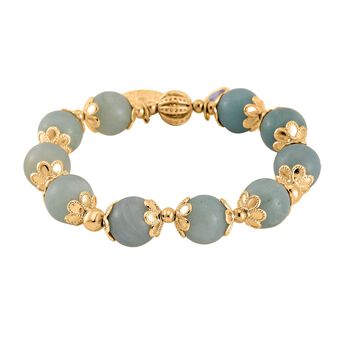 Mehrfarbiger Amazonit, Wei&szlig;er Kristall Armband Flexibles Legierung vergoldet