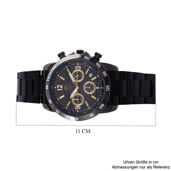 William Hunt - Moissanit-Akzentuhr mit Miyota-Japanwerk und 316L Edelstahlarmband, schwarz image number 7