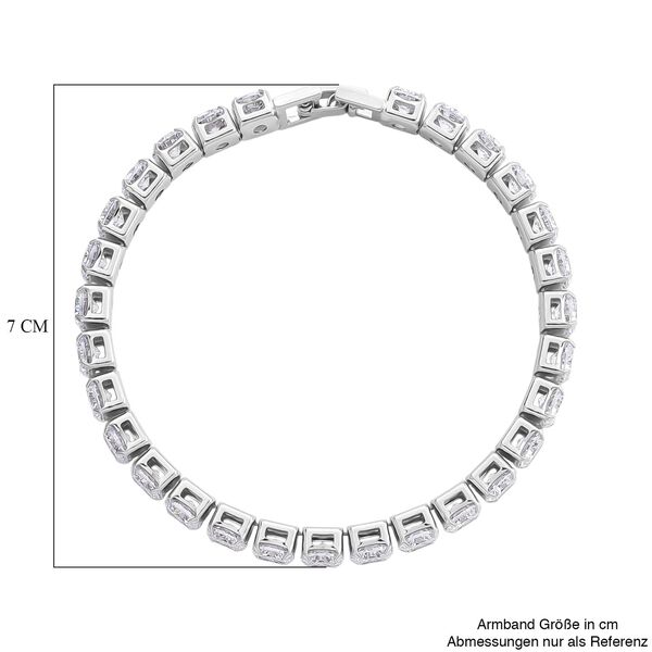 Weißer Zirkonia Armband ca. 19 cm Nickelfreies Messing, Silberfarben image number 4