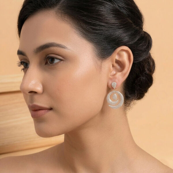 Wei&szlig;er Kristall Ohrringe, vergoldet image number 2