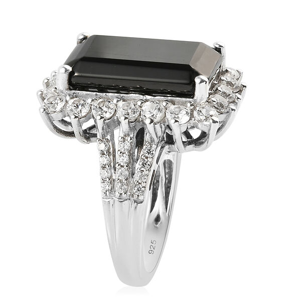 Elite Shungit und Zirkon Ring 925 Silber platiniert  ca. 7,37 ct image number 5