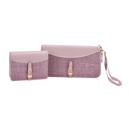 Life style Color:purple /Profile: wallet  wall(exterior):PU   Lining(interior): polyester;  wallet Pockets(exterior):Pockets(interior):currency divider-2;card slot-7 long wallet  Measurement:7.87*3.94*1.18inch            short wallet  Measurement:4.72*3.