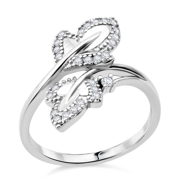 LUSTRO STELLA weißer Zirkonia Bypass Ring image number 3