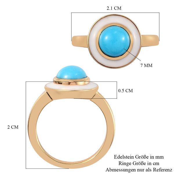 Natürlicher Sleeping Beauty Türkis Halo Ring 925 Silber Gelbgold Vermeil image number 7