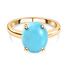 Sleeping Beauty Türkis-Ring, 925 Silber Gelbgold Vermeil (Größe 18.00) ca. 3,93 ct