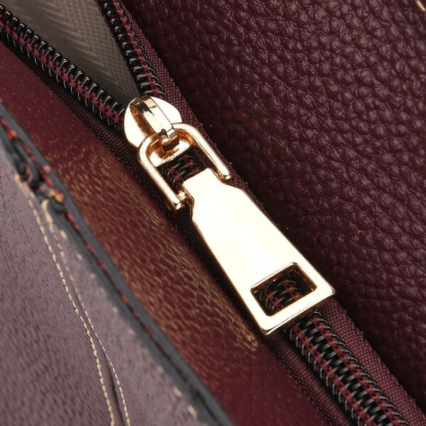 2er-Set Echtleder-Shopper, stilvolle Handtaschen mit passendem Reißverschluss-Etui, Bordeaux image number 7