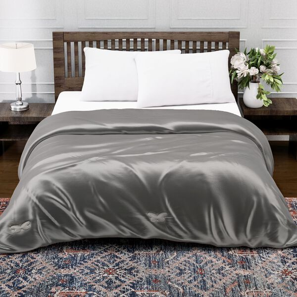 Serenity Night Seidendecke aus 100% Maulbeerseide mit 500gsm Kunstdaunenf&uuml;llung, 135x200cm, Grau image number 12