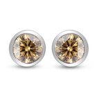 Champagner Moissanit Ohrstecker 925 Silber platiniert ca. 0,72 ct