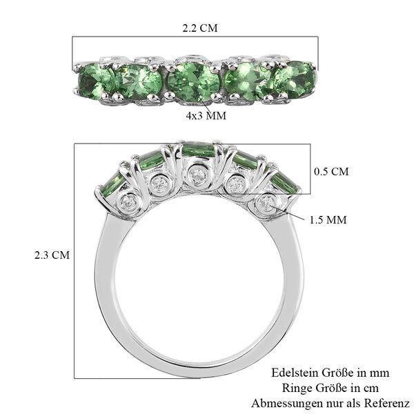 Tsavorite Granat und Zirkon 5 Stein Ring 925 Silber Platin-&Uuml;berzug image number 7