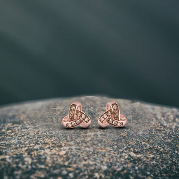 Nat&uuml;rliche Champagner Diamant Ohrringe, 925 Silber ros&eacute;vergoldet ca. 0.25 ct image number 2