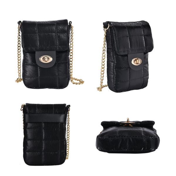 Gesteppte Puffy Crossbody Tasche mit RFID Schutz, schwarz image number 4