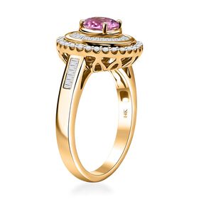 LUXORO zertifiziert und geprüft AAA rosa Saphir und Diamant Ring in 585 Gold - 1,65 ct.