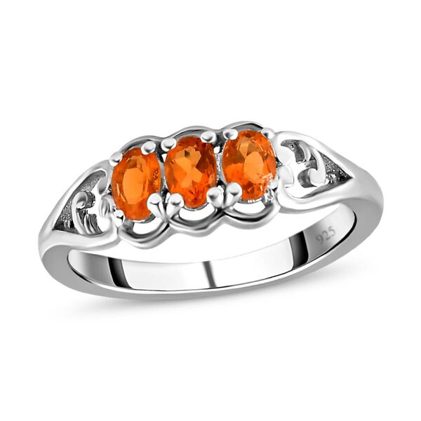 2er-Set-Salamanca Feueropal-Trilogie-Ring und Anh&auml;nger, 925 Silber platiniert, 0,70 ct. image number 4