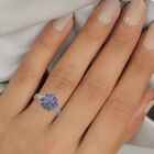 AA Tansanit Cluster Ring 925 Silber Platin-Überzug image number 1