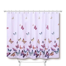 Duschvorhang mit Schmetterling Muster und 12 Haken, 180x180 cm