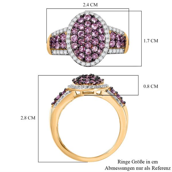 Rosa Saphir und Zirkon Ring - 1,68 ct. image number 7