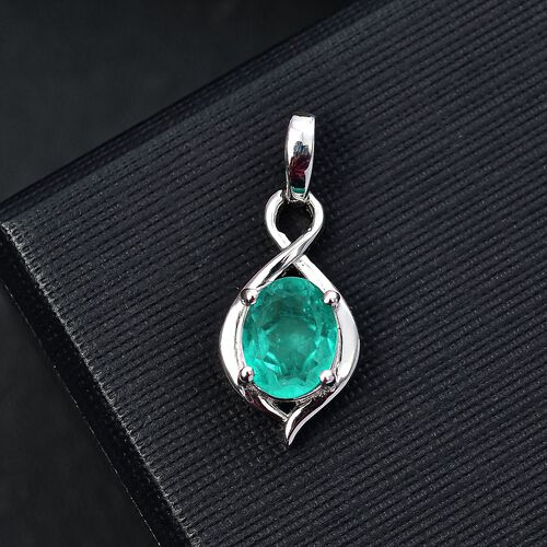 Smaragd-Quarz Triplette Anhänger 925 Silber platiniert ca. 2,03 ct. image number 1