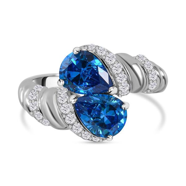 LUSTRO STELLA blauer und wei&szlig;er Zirkonia-Ring - 4,77 ct.