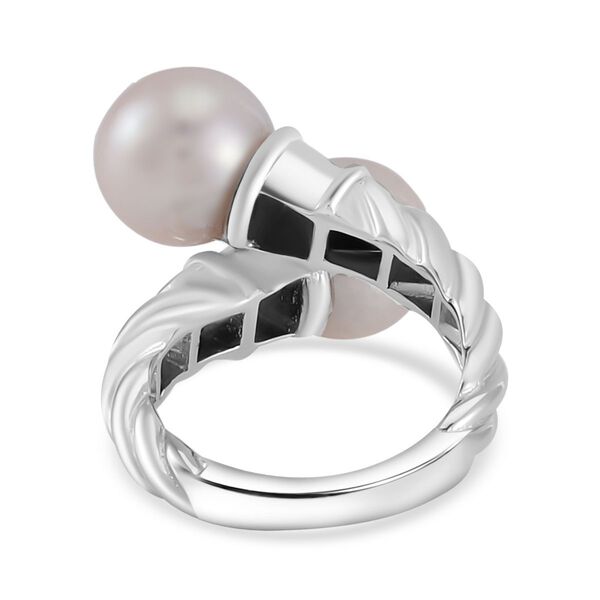 Wei&szlig;e Edison Perle (9-10 mm) Ring 925 Silber rhodiniert image number 4