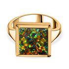Lab Created schwarzen Opal Ring, 925 Silber Gelbgold Vermeil, (Größe 18.00) ca. 2.45 ct image number 0