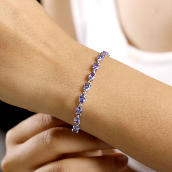 AAA Tansanit Armband in 585 Wei&szlig;gold, 19cm - 9,45 ct. image number 2