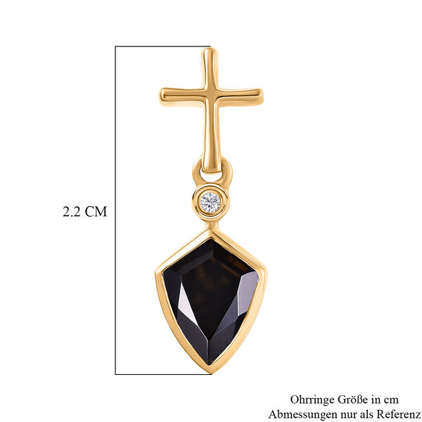 EverTrue AA schwarze Glasachat und Zirkon Ohrringe - 1,60 ct. image number 6