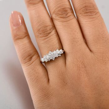 LUXURIANT SI-GH Labor Diamant Ballerina Ring, 925 Silber rhodiniert - 0,50 ct.