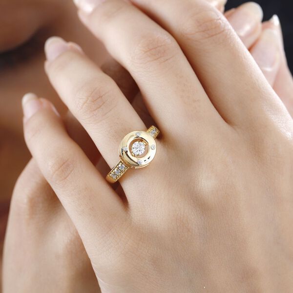 Tanzender Moissanit-Ring, 925 Silber 750 Gelbgold Vermeil - 0,48 ct. image number 3