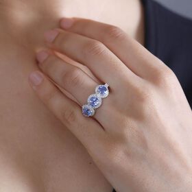 LUXORO zertifiziert und geprüft AAA blauer ceylonfarbener Saphir und Diamant Ring in 585 Weißgold - 3,12 ct.