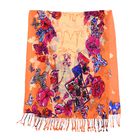 LA MAREY Damen Merino Wollschal mit Quasten, Schmetterling und Blumenmuster, Größe  67x176+9 cm, Mehrfarbig image number 3