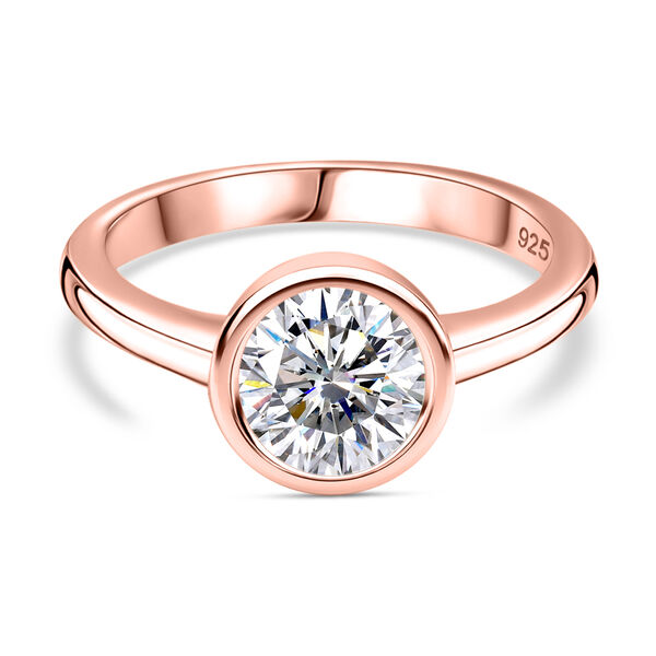 Moissanit Ring, 925 Silber 750 Ros&eacute;gold Vermeil - 1,19 ct.