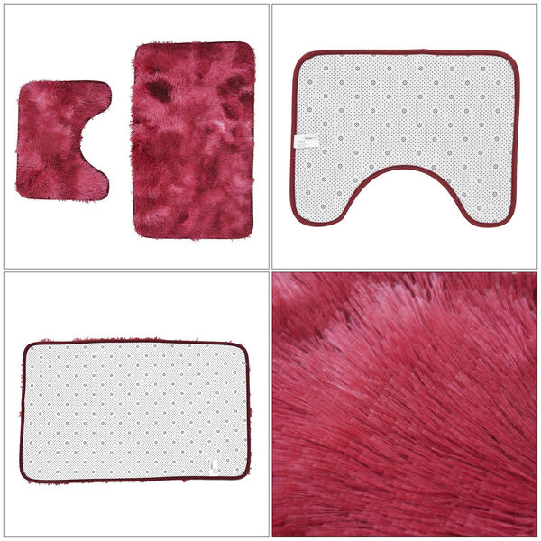 2er Set - Verlauf-Pl&uuml;sch-Matten mit Anti-Rutsch-R&uuml;ckseite, Rot image number 4