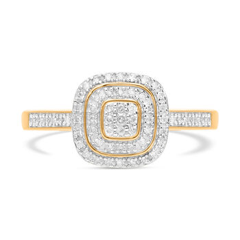 Wei&szlig;er Diamant Ring, 925 Silber Gelbgold Vermeil, (Gr&ouml;&szlig;e 20.00) ca. 0.25 ct