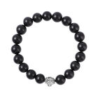 Schungit Armband, 19 cm, (9-11mm),925 Silber Schwarz oxidiert ca. 134.00 ct