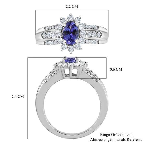 AAA Tansanit und Zirkon Ring - 1,18 ct. image number 8