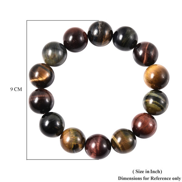 Flexibles, mehrfarbiges Tigerauge Armband, ca. 17,75-19 cm lang, 925 Silber ca. 403,00 ct image number 5
