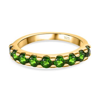 Nat&uuml;rlicher Chromdiopsid Ringe 925 Silber vergoldet (Gr&ouml;&szlig;e 21.00) ca. 1.33 ct