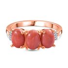 AAA Oregon Pfirsich Opal, Weißer Diamant Ring 925 Silber Gelbgold Vermeil (Größe 21.00) ca. 1.83 ct