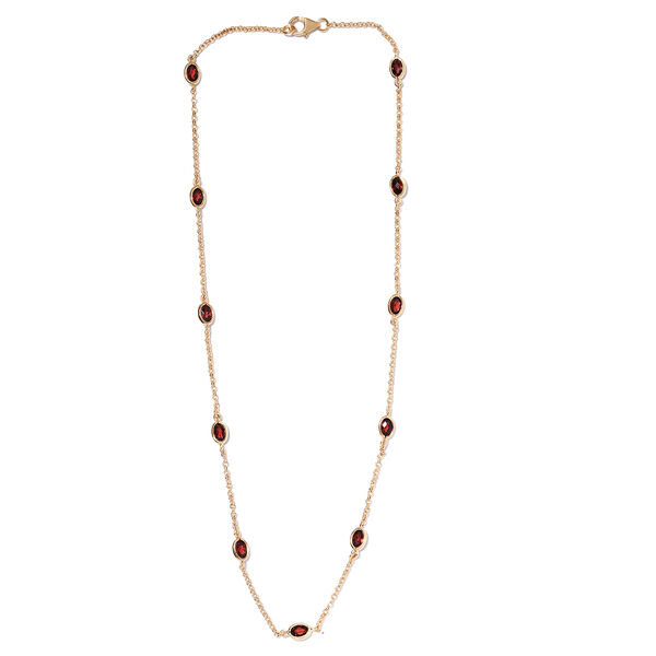 Rote Granat-Halskette, ca. 45 cm, 925 Silber vergoldet, ca. 6,71 ct image number 0
