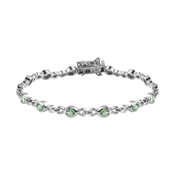 Nat&uuml;rliches Merelani Mint-Granat Armband, ca. 19 cm, 925 Silber platiniert ca. 2.60 ct