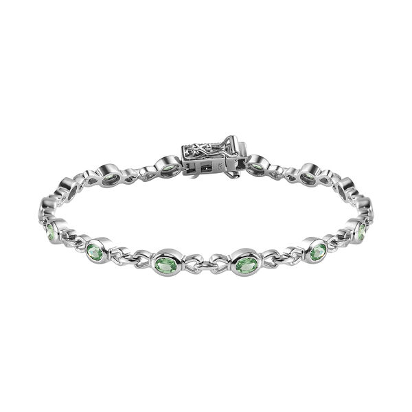 Nat&uuml;rliches Merelani Mint-Granat Armband, ca. 19 cm, 925 Silber platiniert ca. 2.60 ct