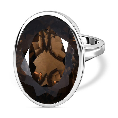 Rauchquarz Ring, 925 Silber platiniert, ca. 28,78 ct image number 0